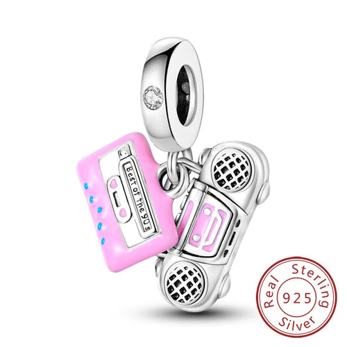 Fit Original 925 Sterling Silver Charms Beads Bow Perfume Bottle Pink