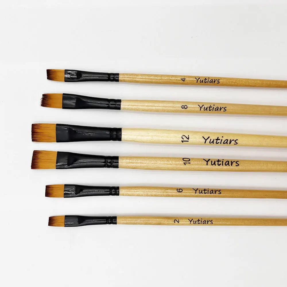 Yutiars Professional Artist Paint Brush Set - 6 PCS, Nylon Bristles