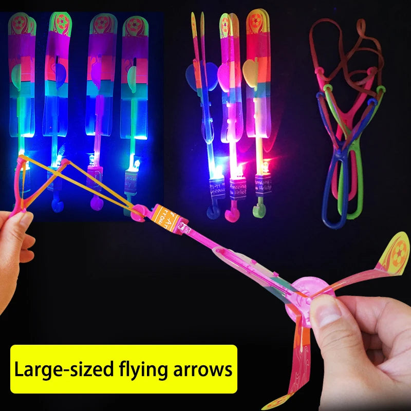 5/10Pc LED Flying Arrow Rocket Toys - Rubber Band Catapult Helicopter