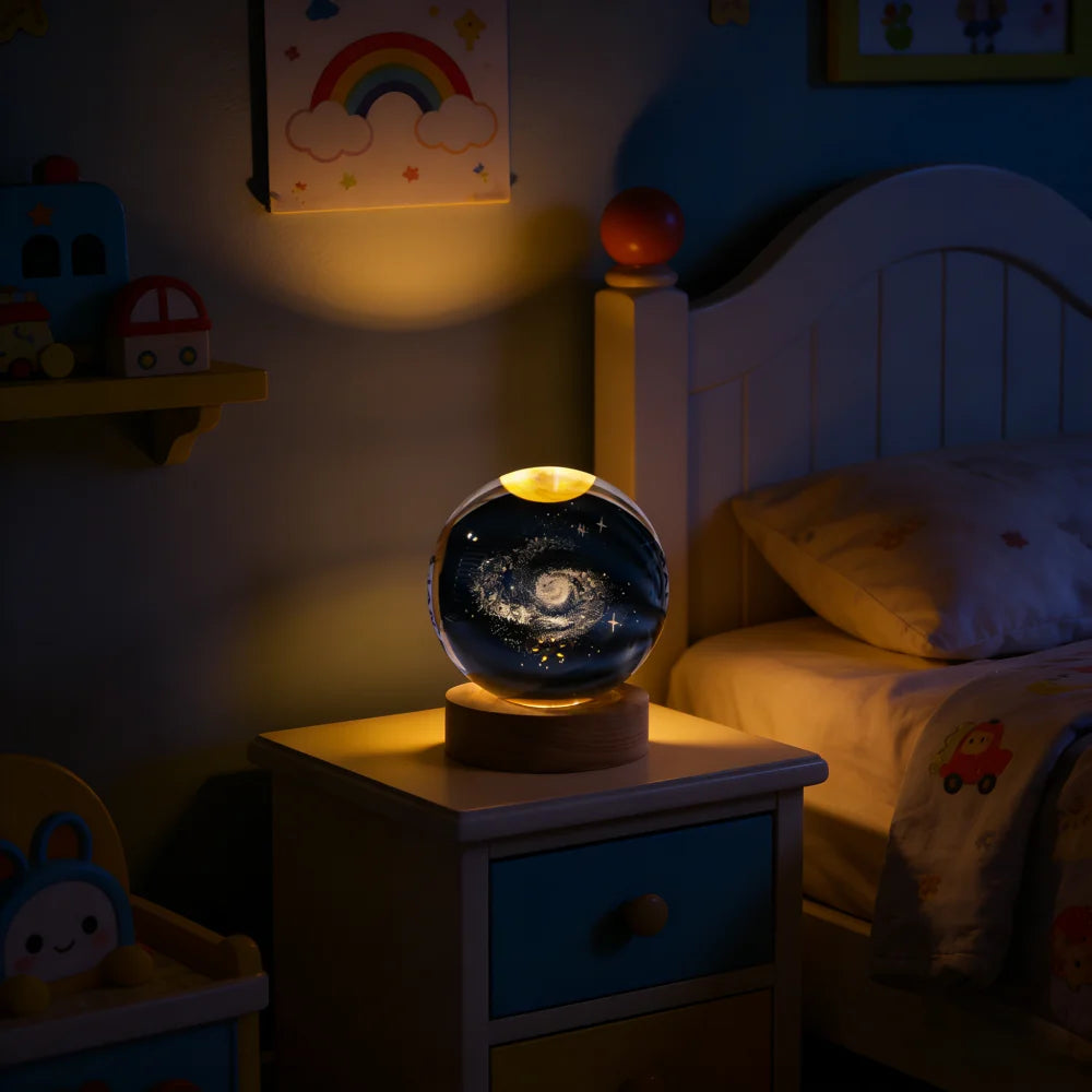 USB Unique 3D Crystal Ball Night Light Led Lamp Bedside Table Glowing