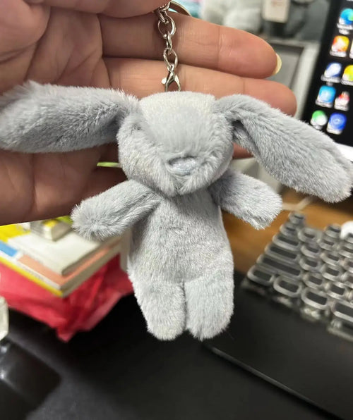 Stuffed Animals Cute Cartoon Rabbit Keychain Love Pompom Trinket Toy
