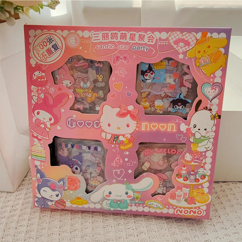100pcs Cute Sanrio Stickers Kawaii Kids Girls Decals Toys Transparent