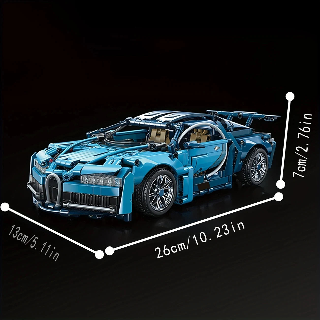 635-Piece Blue Supercar Building Block Set, 1:14 Scale Racing Car