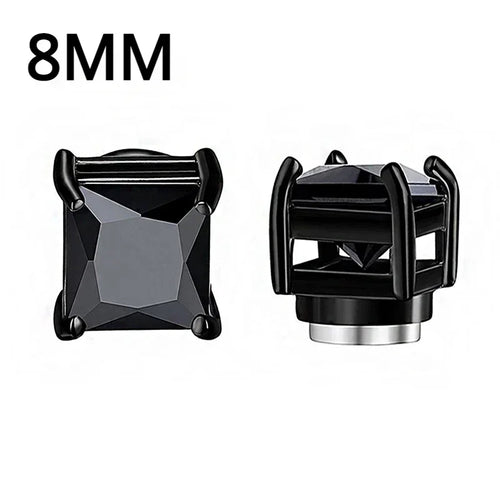 1Pairs Punk Round Zircon Magnetic Ear Stud Clip Earrings Non Piercing