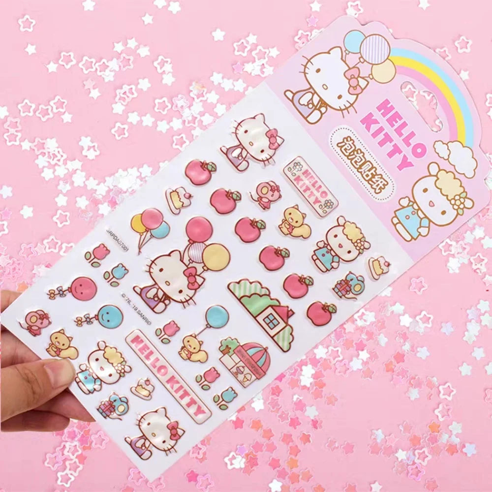 Genuine Sanrio Hello Kitty Glitter Stickers Cartoon Kt Cat Toys Decals