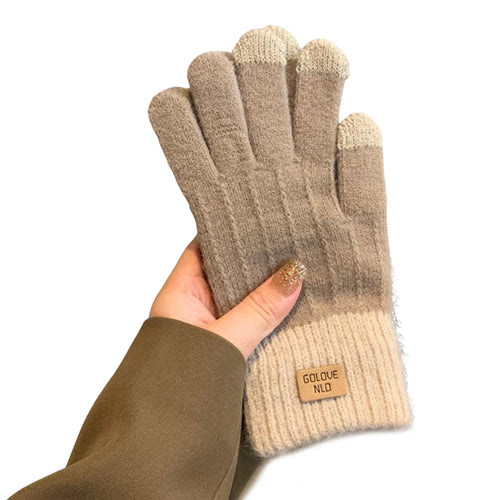 Women's Cable Knit Gloves Warm Fleece Lined Knit Gloves with