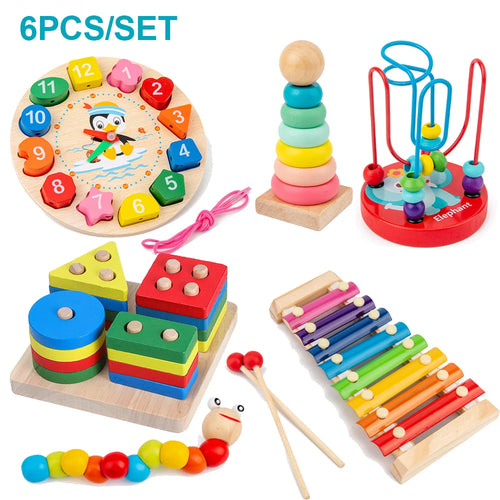 Montessori Baby Toys Kids 3D Wooden Puzzles Early Learning Baby Games