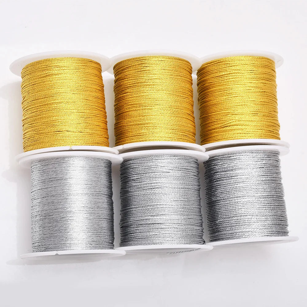 25-328Feet Metallic Cord, 0.2/0.4/0.6/0.8/1.0mm Metallic Thread