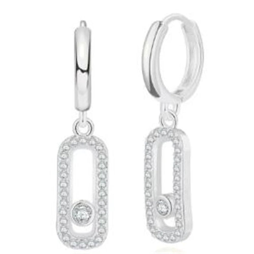 2PCS Women Geometric Small Hoops Earrings Paperclip Shape Metal