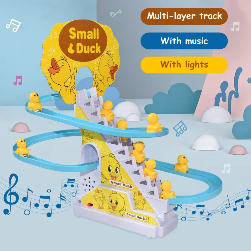 Climbing Stairs Track Toys Electric Duck DIY Rail Racing Track Roller