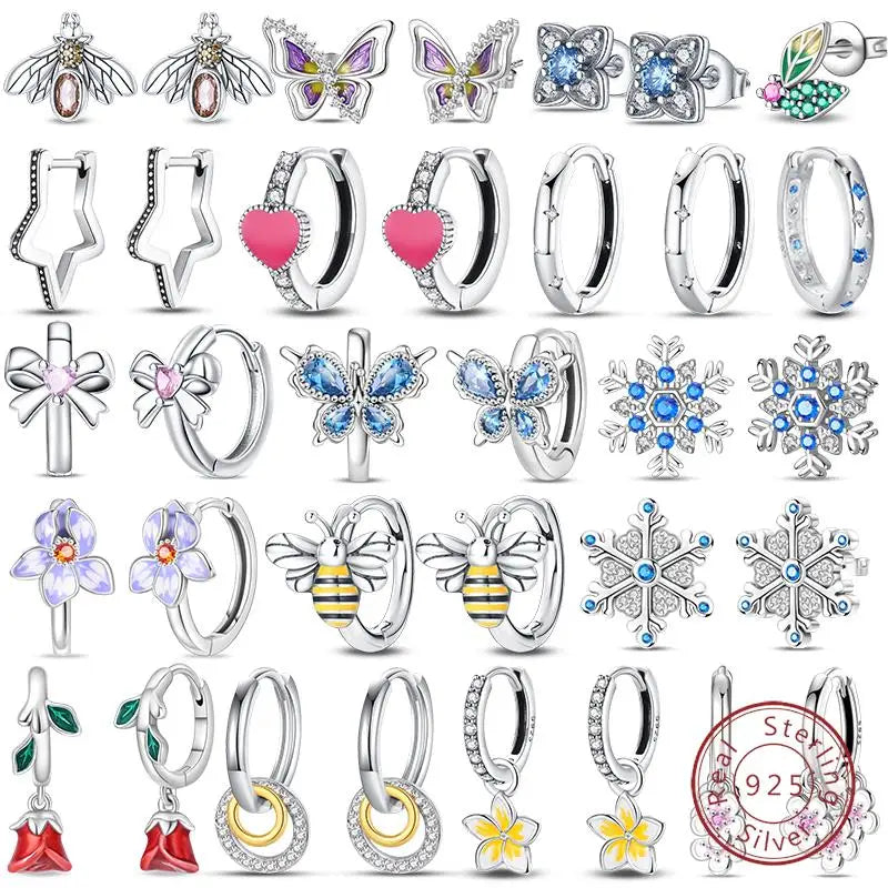 Hot 925 Sterling Silver Earrings Charm Simple Shining Lotus Zircon