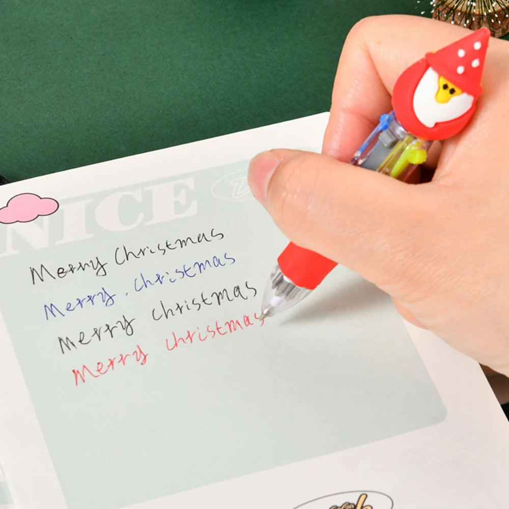 5-30Pcs Cute Christmas Theme Pattern Four-color Pen for Christmas