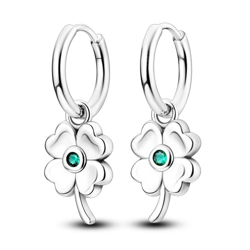 925 Sterling Silver Colored Zirconium Stars Hoop Earrings For Women