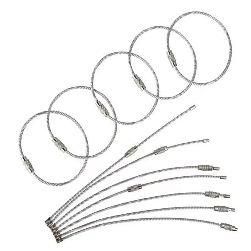 10Pcs Wire Rope Key Chain Stainless Steel Wire Keychain Carabiner