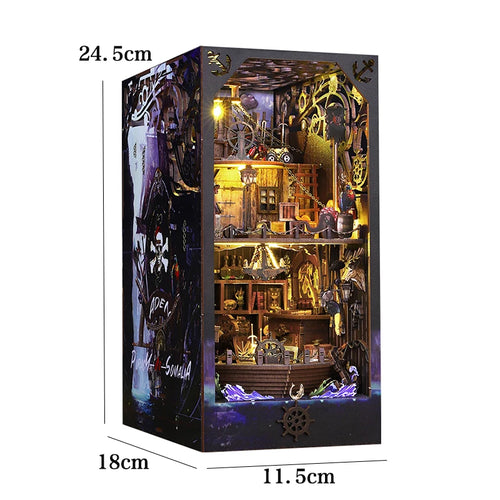 DIY Book Nook Shelf Insert Kit 3D Wooden Puzzle Doll House Assembly