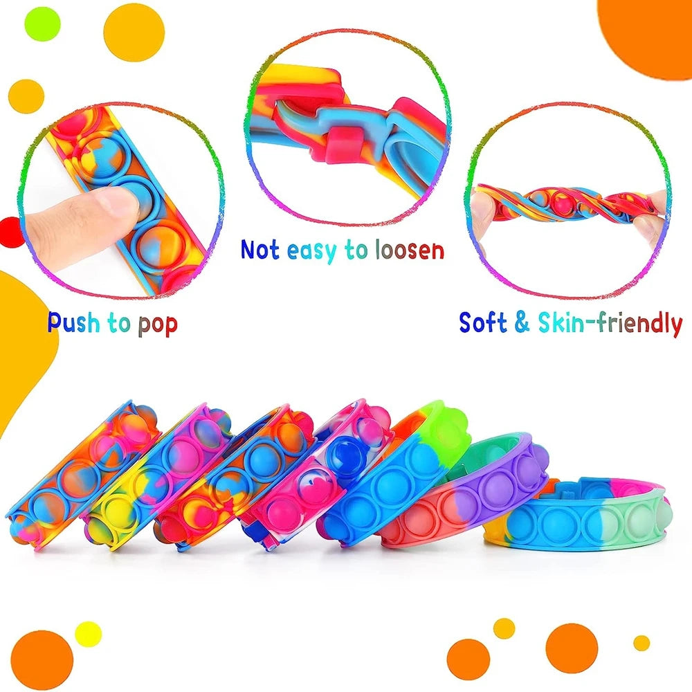 12PCS Fidget Toys Pop Bracelet Party Favors Bubble Bracelets Push
