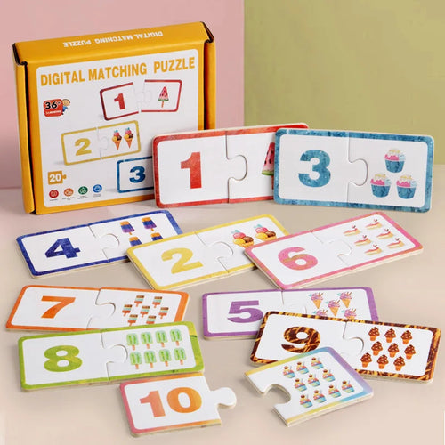 Wooden Number Matching Puzzle Toys Montessori Early Education Digital