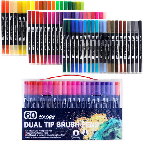 12-168 Colors Dual Brush Pens Art Markers Watercolor Fine and Brush