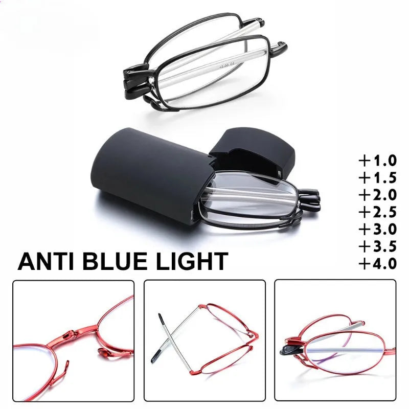 Gift Case Foldable Reading Glasses +1.00 to +4.00 Strength Men Women