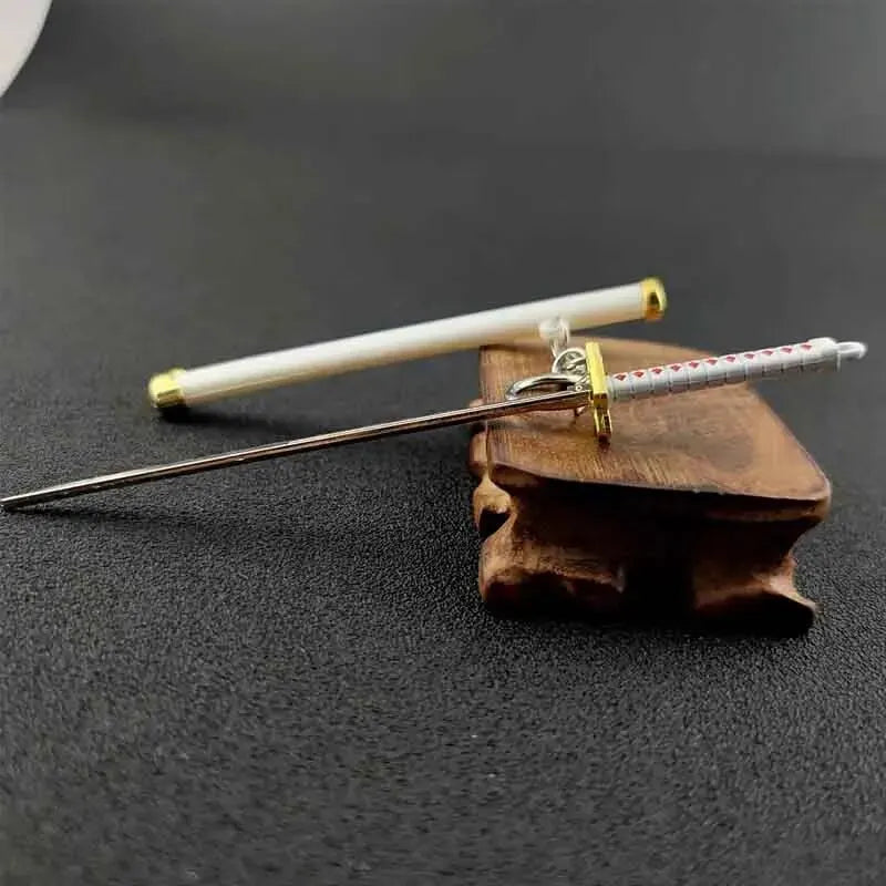 Mini Roronoa Zoro Samurai Sword Keychain Anime  Plastics Scabbard Key