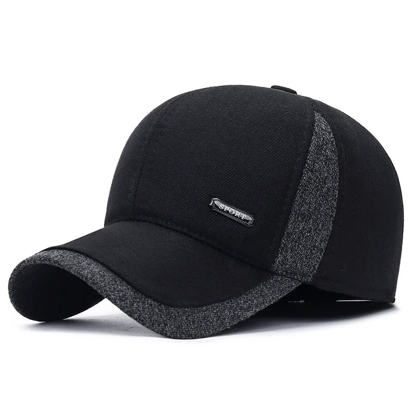 Auturnn Thick Warm Men Winter Baseball Cap With Ear Flaps, Ideal