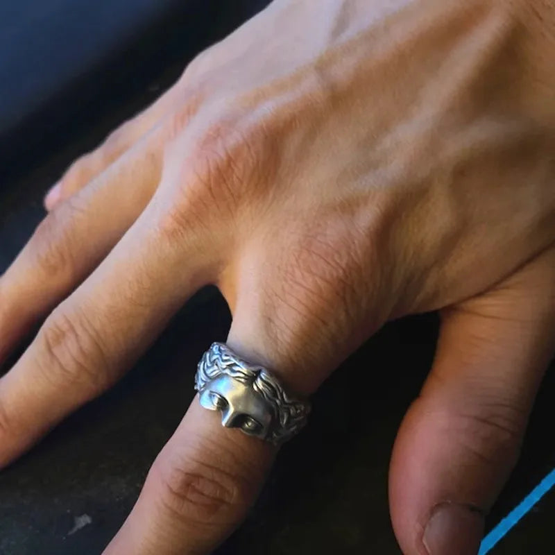 Creative Venus Half Mask Ring For Men Vintage Carving Opening