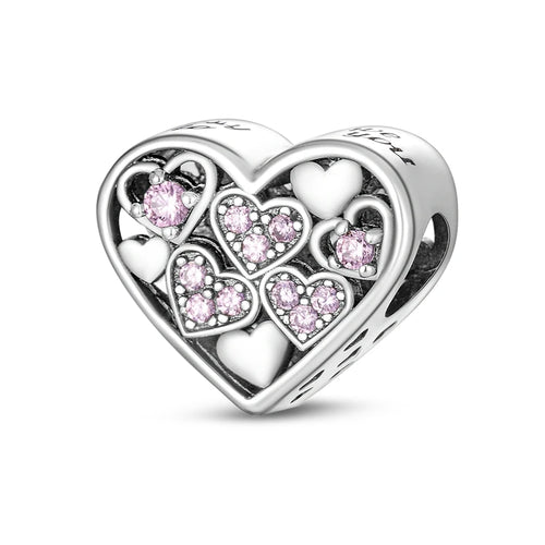 Charms Beads 925 Sterling Silver Tree of Life Peach Heart Sweet Love