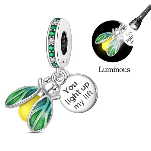 Fit Original 925 Sterling Silver Charms Beads Luminous Firefly Charms