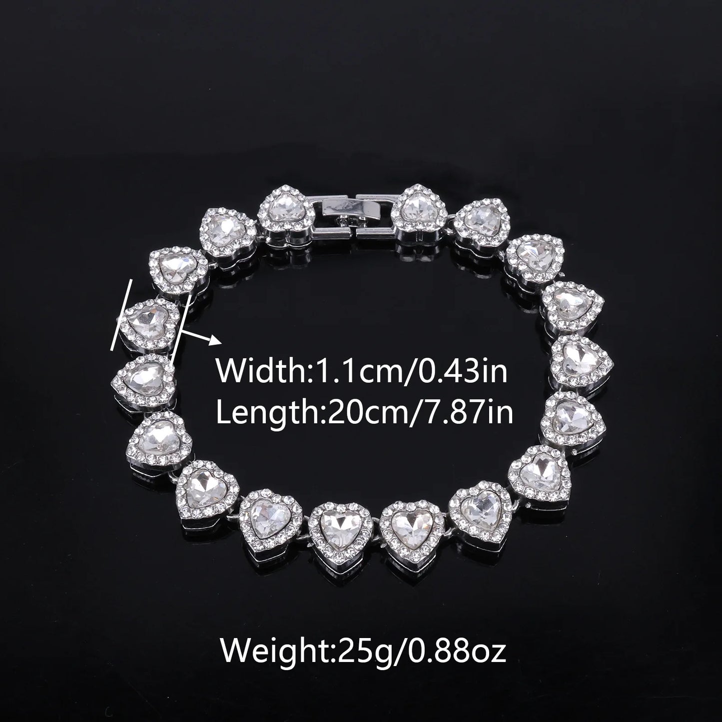 ZAKOL 45CM New Hip Hop Tennis Chain Bracelet Necklace Shiny Heart