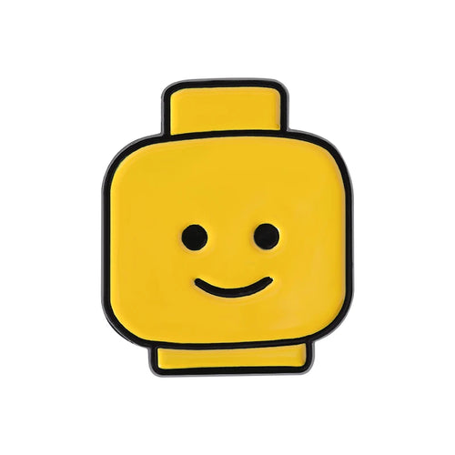 Funny Yellow Emoji Building Blocks Puppet Brooch Enamel Pins Cartoon