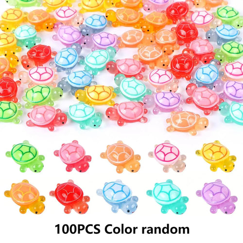 50/100 Pcs Cute Mini Luminous Turtle Ornaments Glowing in The Dark