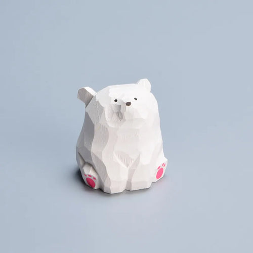 Wooden Bear Miniature Polar Bear Crafts Ornaments Cute Mini Solid Wood