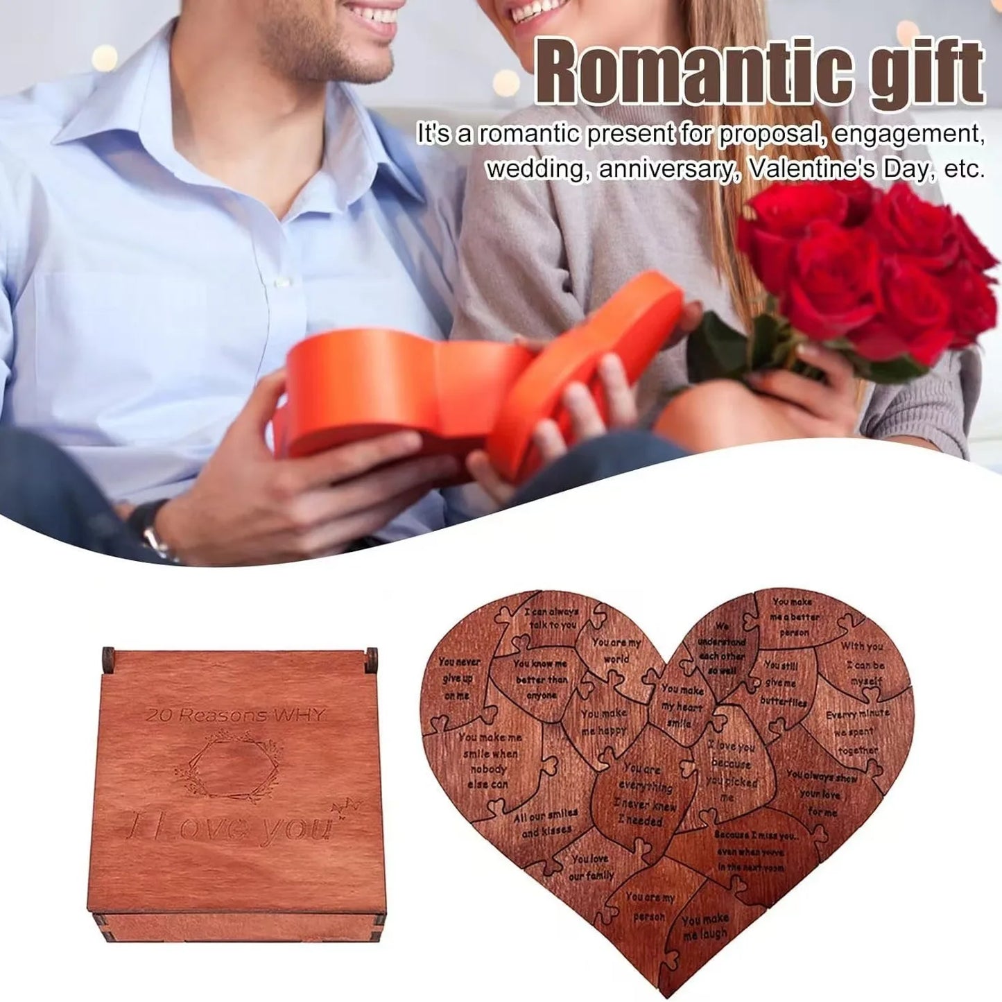 20 Reasons Why I Love You Puzzle Engraved Love Gift Home Decor