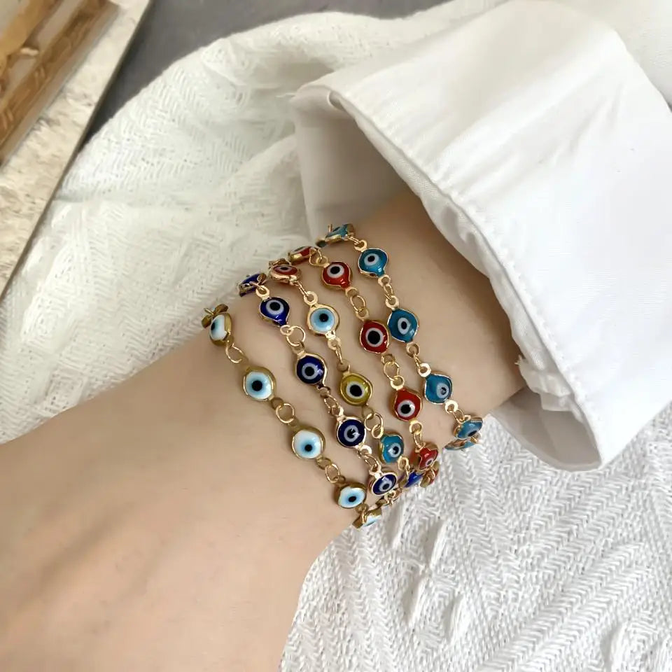 Lucky Turkey Evil Eye Bracelet For Women Men Colorful Red Blue Eye