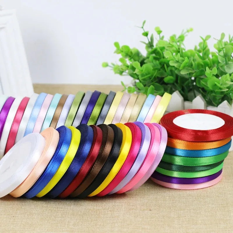 25Yards 6mm Silk Satin Ribbons for Crafts Bow Handmade accessories for