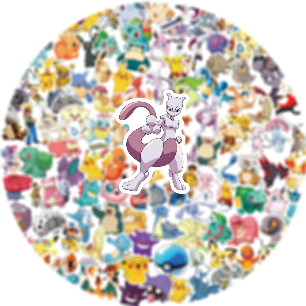 50/100/200pcs Pokemon Anime Stickers Pikachu Kawaii Sticker Laptop