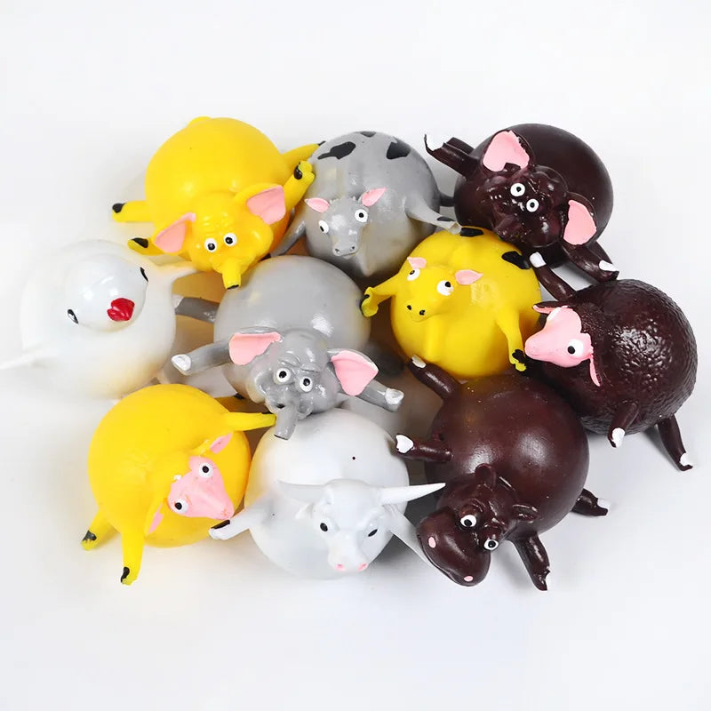 3PCS Kids Funny Dinosaur Animals Inflate Vent Balls Toy Squeeze Soft
