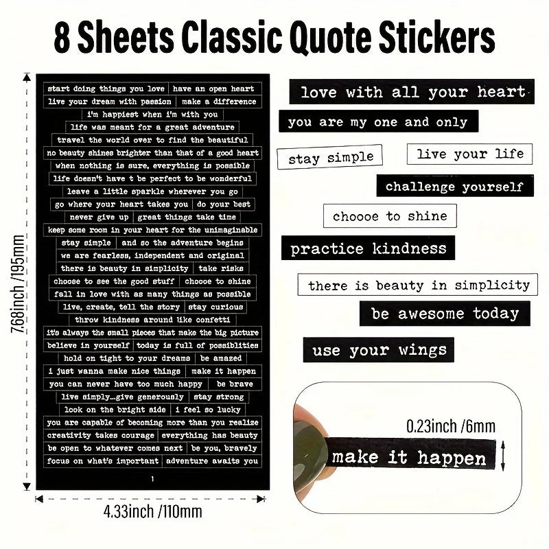 406pcs Inspirational Quote Stickers Positive for Scrapbook, Journal,