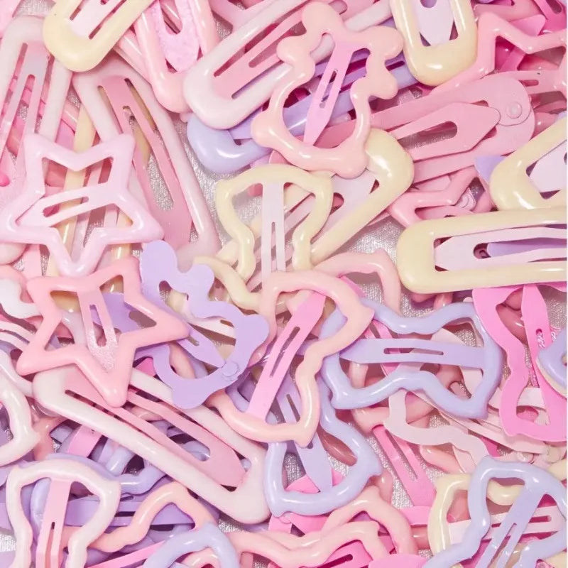 10/20/30pcs mixed pack of light pink heart-shaped and bow-shaped hair