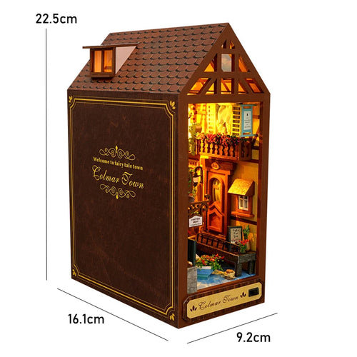 DIY Book Nook Shelf Insert Kit 3D Wooden Puzzle Doll House Assembly