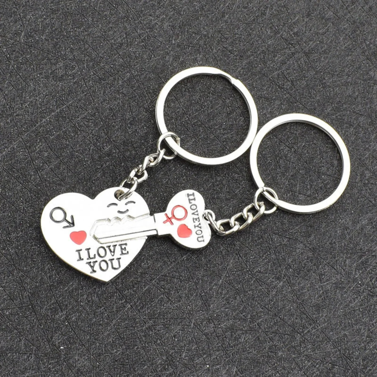 Silver Plated Lovers Gift Wedding Favors Couple My Heart Keychain