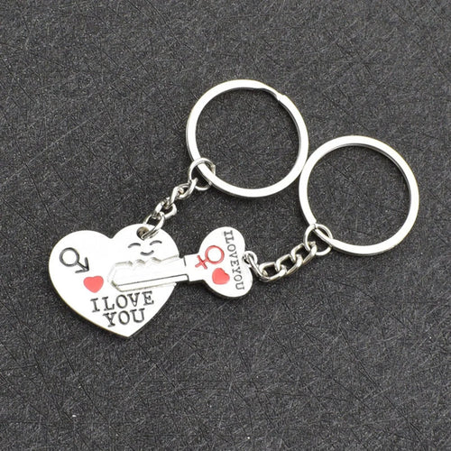 Silver Plated Lovers Gift Wedding Favors Couple My Heart Keychain