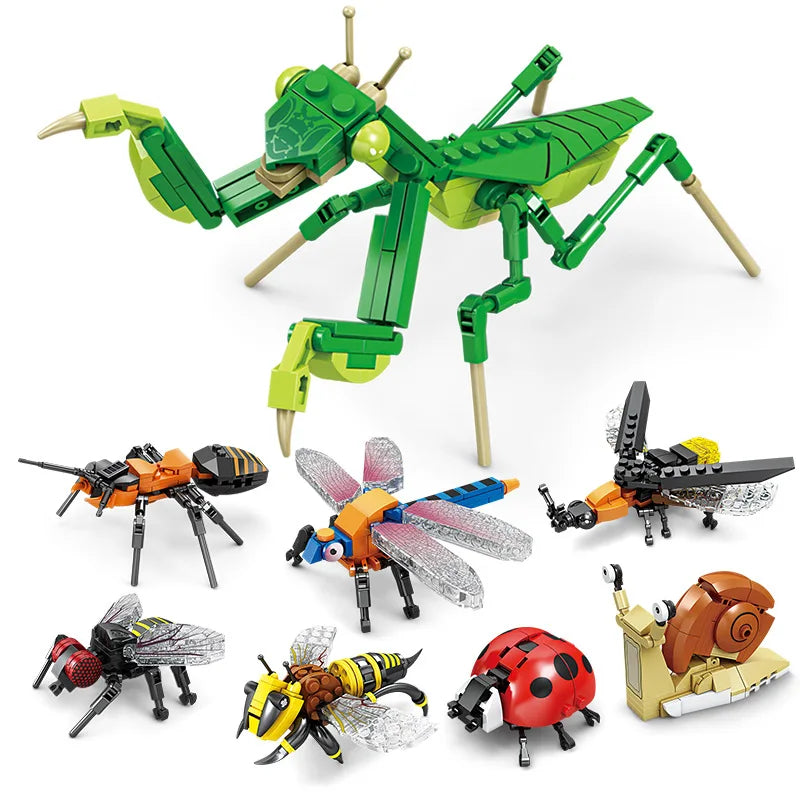 Creative Building Blocks Insect Model Bee Dragonfly Ant Mantis