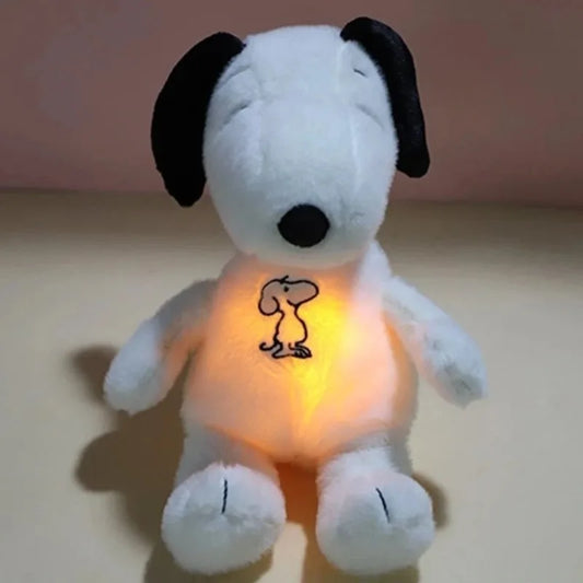 New Baby Breathing Soothing Snoopy white dog Plush Doll Sleeping