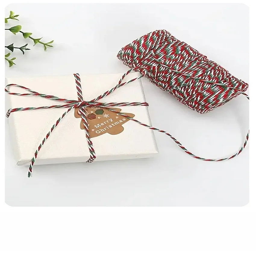 100M/Roll Red Green and White  Colorful Cotton Rope for Home