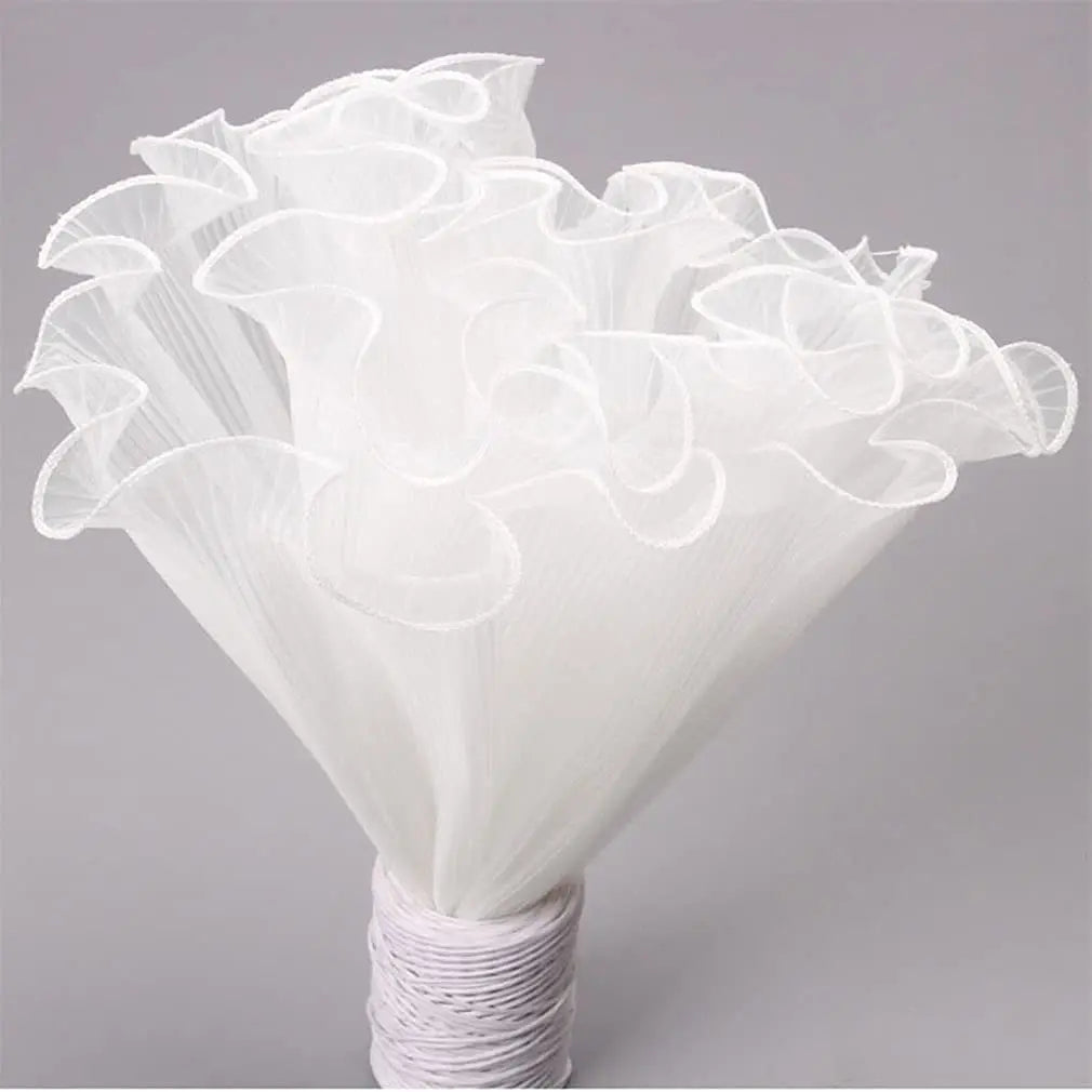 White Floral Packaging for Bouquets  Including Decorative Mesh
