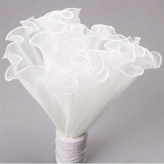 White Floral Packaging for Bouquets  Including Decorative Mesh