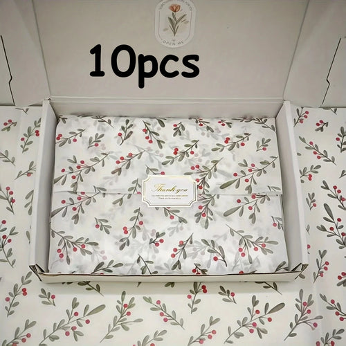 30pcs/10pcs Holly, Berry Thin Paper, Wax-Coated Gift Wrapping, Party