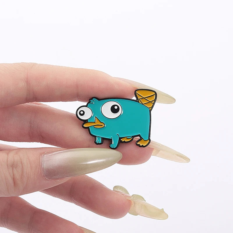 Perry The Platypus Brooch Enamel Pins Cartoon Anime Duck Role Metal