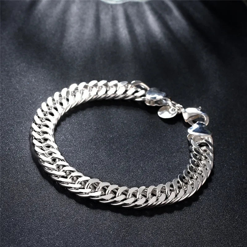 Fine 925 Sterling Silver Noble Nice Chain Solid Bracelet for Women Men